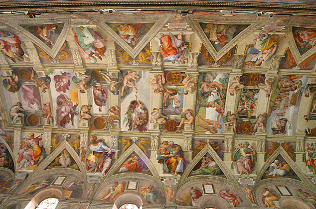Michelangelo painted the ceiling of the Sistine Chapel; the work took 